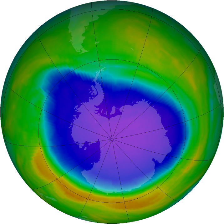 Antarctic ozone map for 10 October 1999